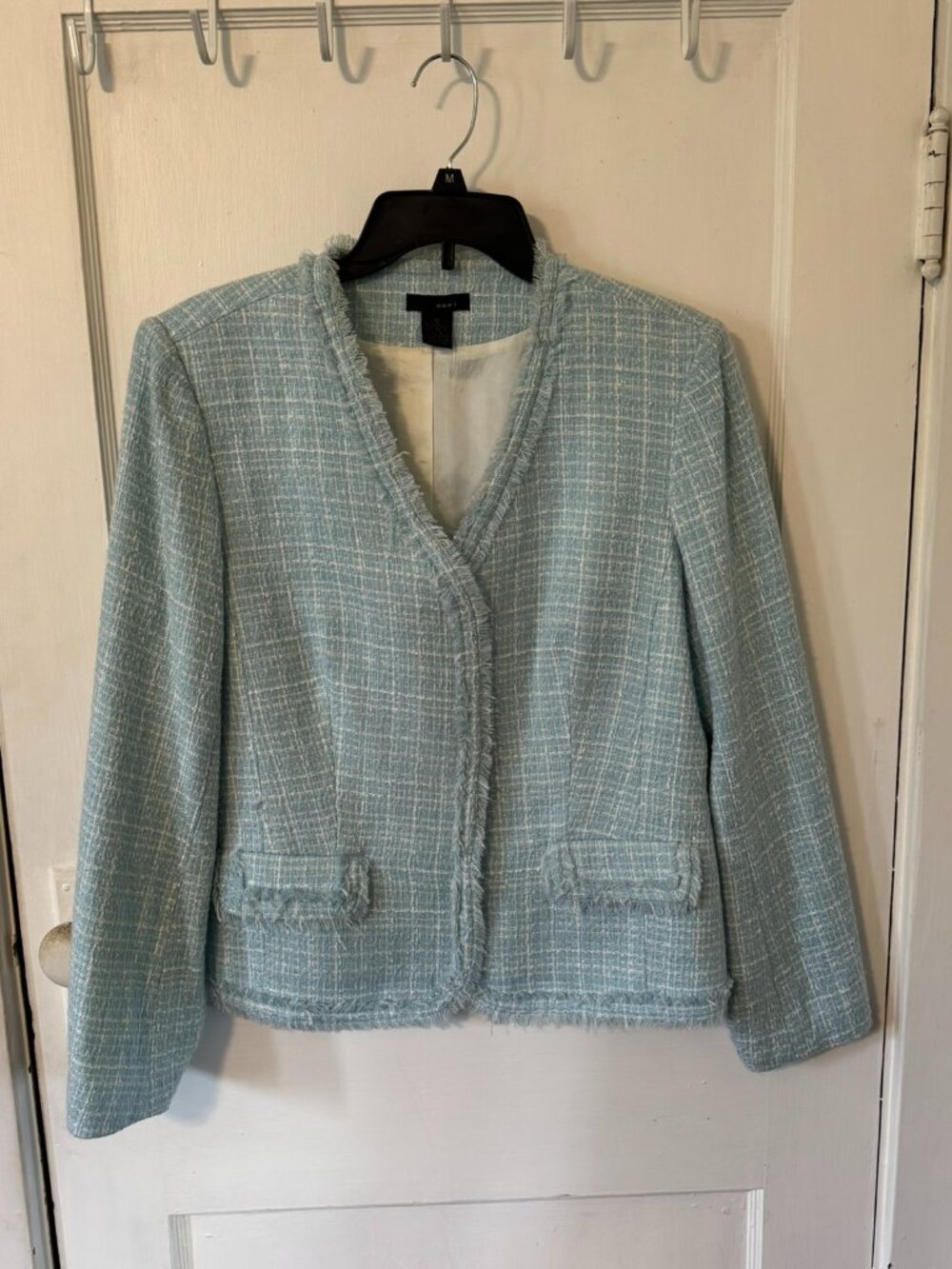 Women's W.D.N.Y. Baby Blue and White Tweed Blazer. Size 12.